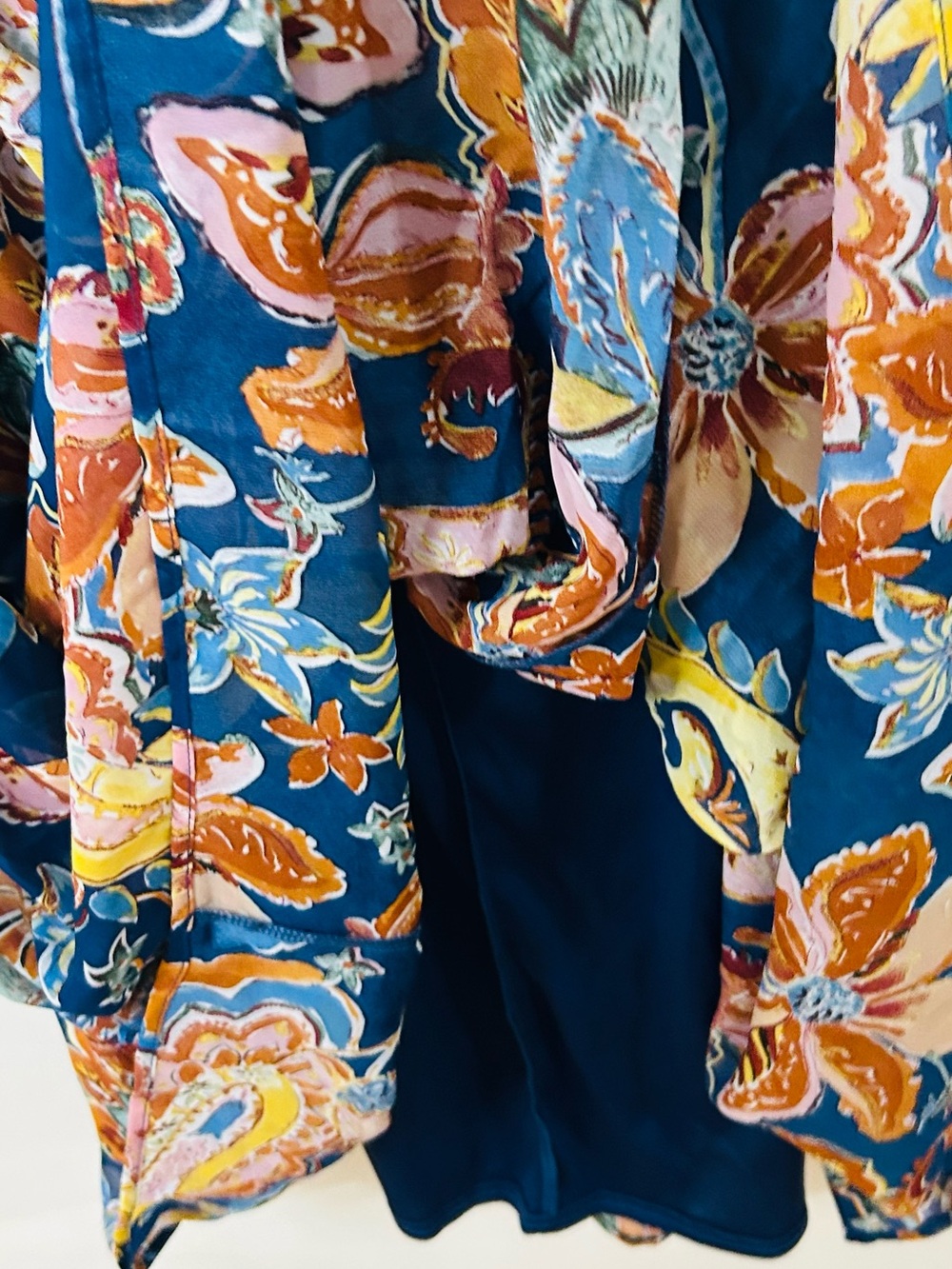 Nicole miller Floral Navy Maxi cottagecore Dress with Spaghetti Straps size 10 - Picture 6 of 9